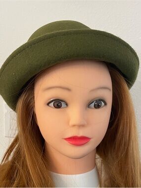 N Y Hat Company, Olive Green Wool Felt Women’s Cloche Hat